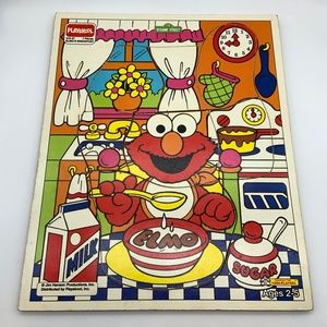 VTG Sesame Street Elmo in the Kitchen 7 Pcs Board Puzzle Playskool Jim Henson